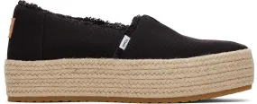 Valencia Platform Espadrille - Black Canvas