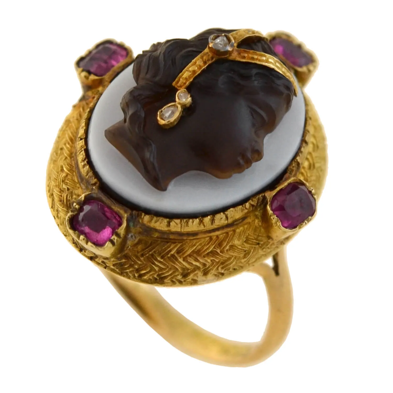 Victorian 14kt Blackamoor   Burmese Ruby, Diamond Ring