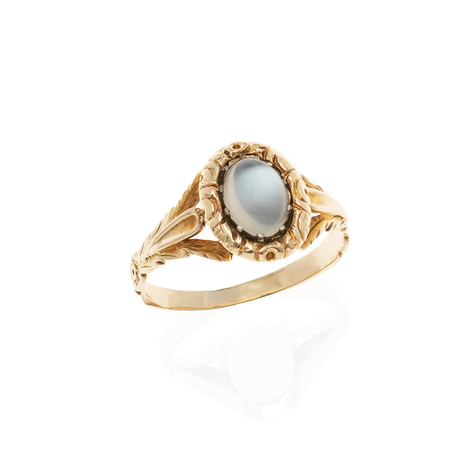 Victorian 14kt Moonstone Floral Ring