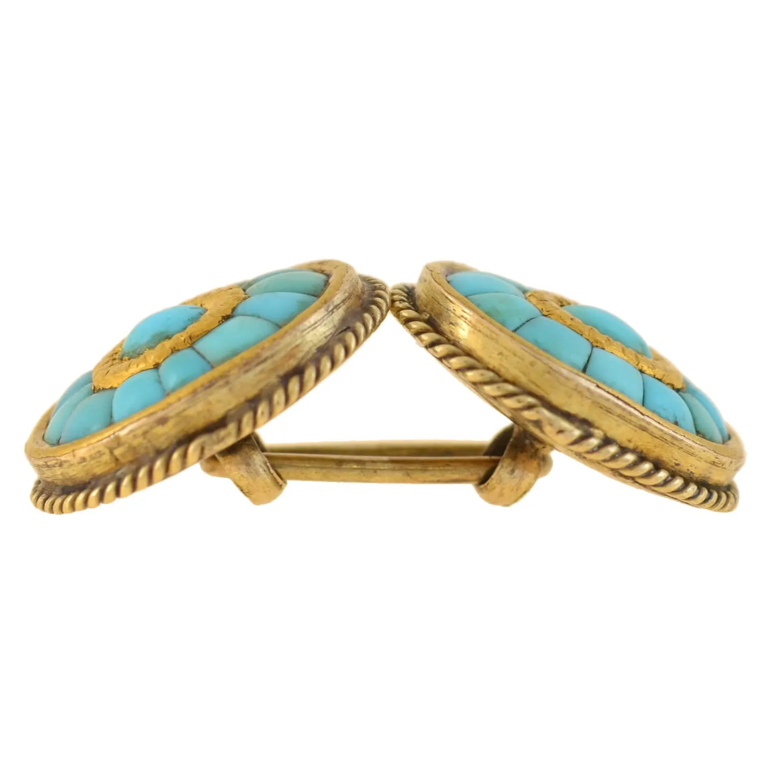 Victorian 15kt Inlaid Persian Turquoise Cufflinks