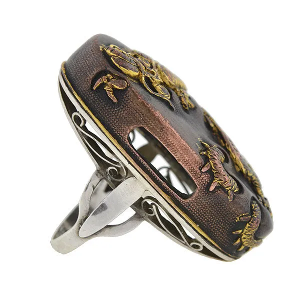 Victorian Large Mixed Metals Shakudo Dragon Ring