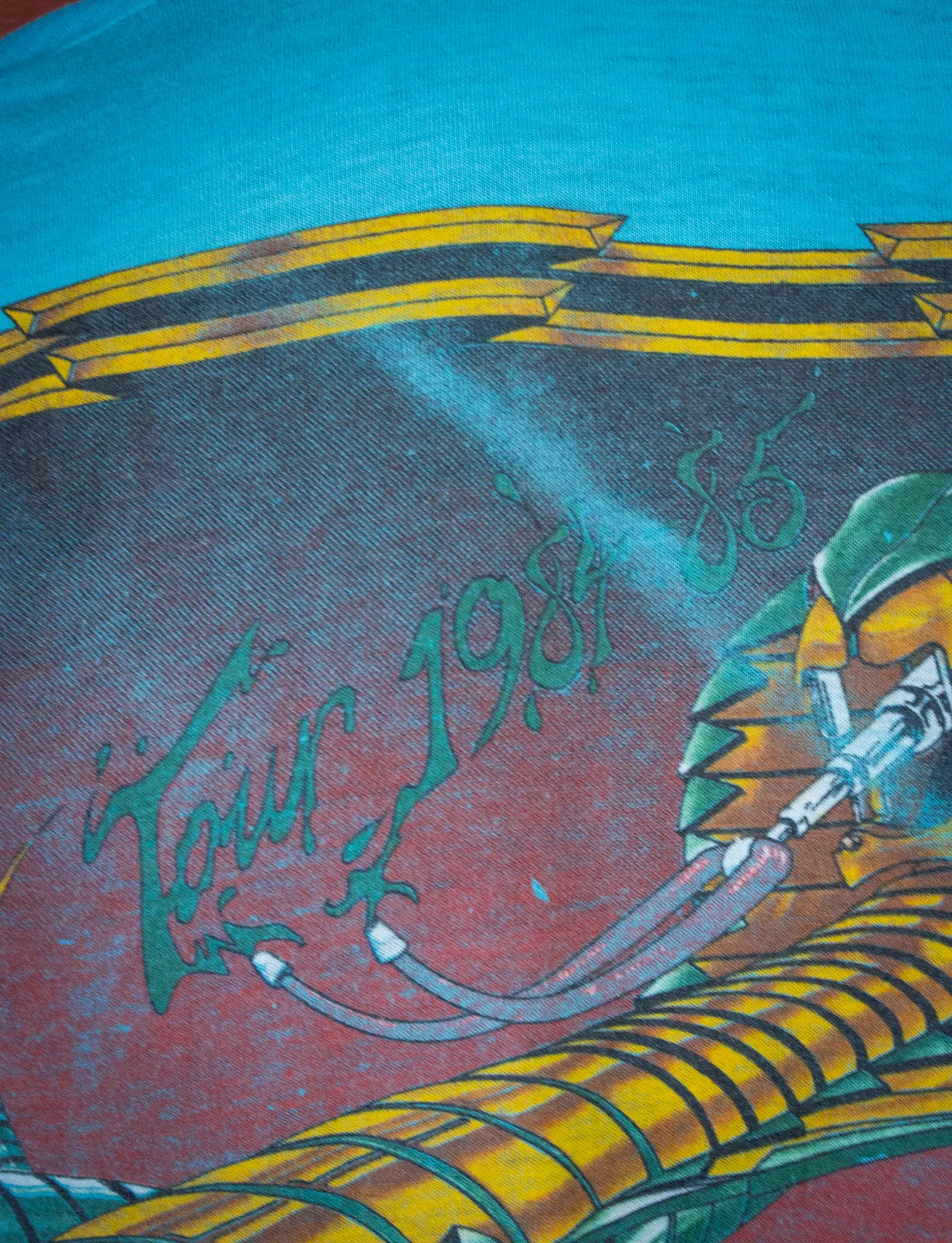 Vintage Y&T Concert T Shirt Black Tiger 1982 Blue Small