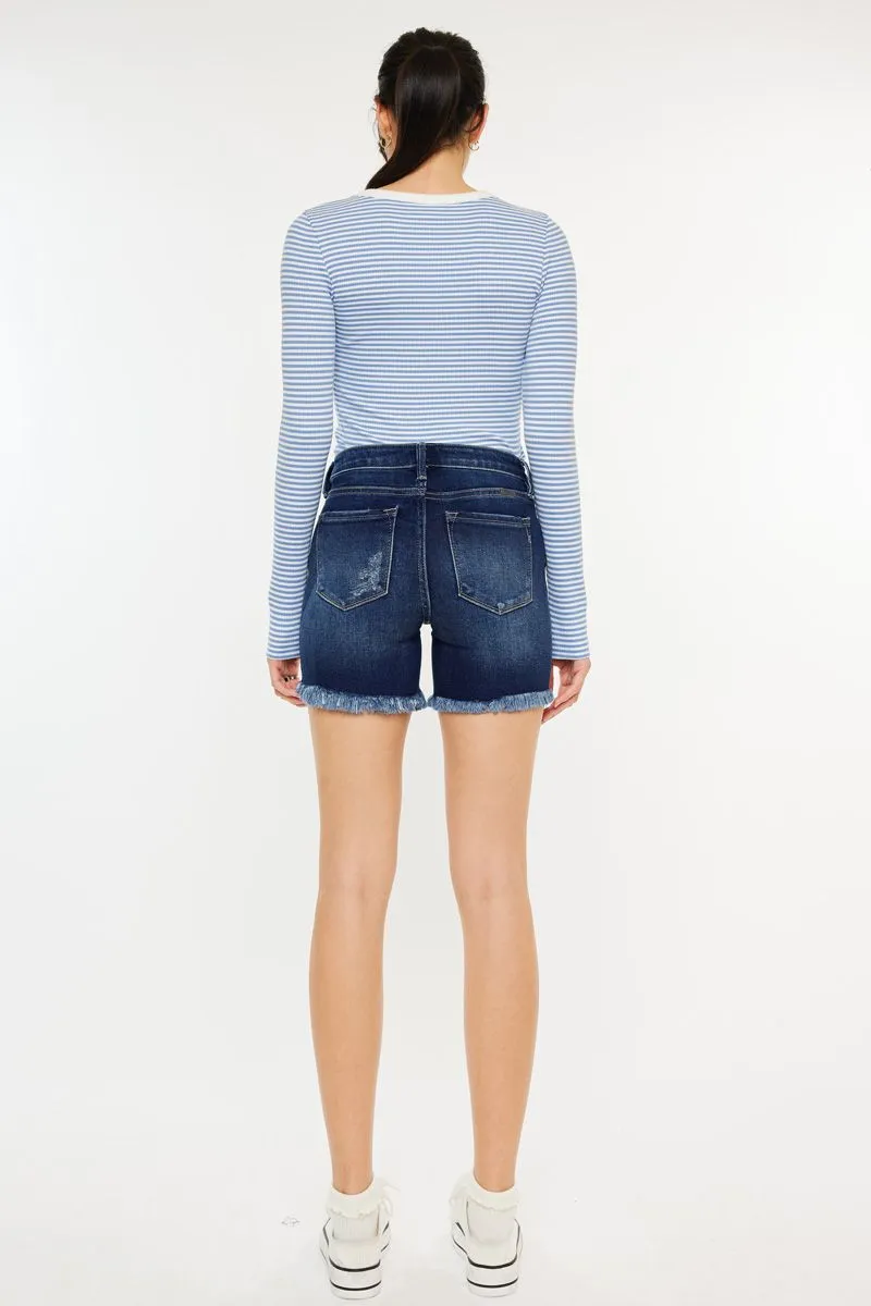 Women's Kancan MID RISE BUTTON UP DENIM SHORTS