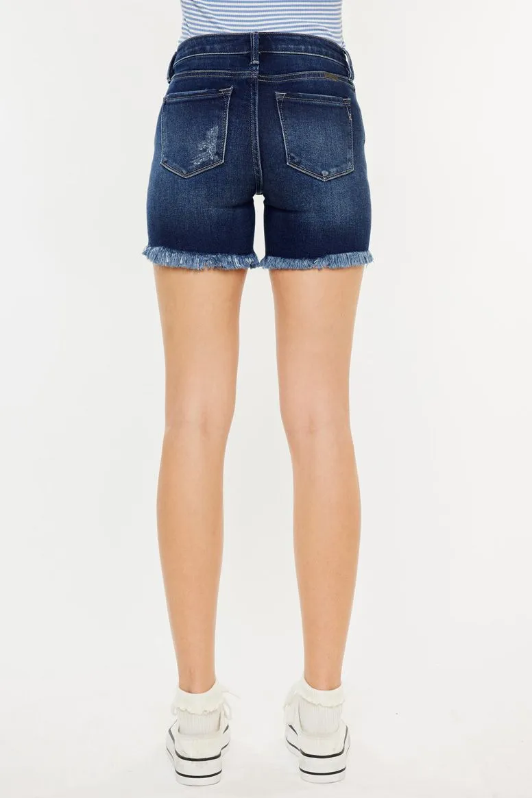 Women's Kancan MID RISE BUTTON UP DENIM SHORTS