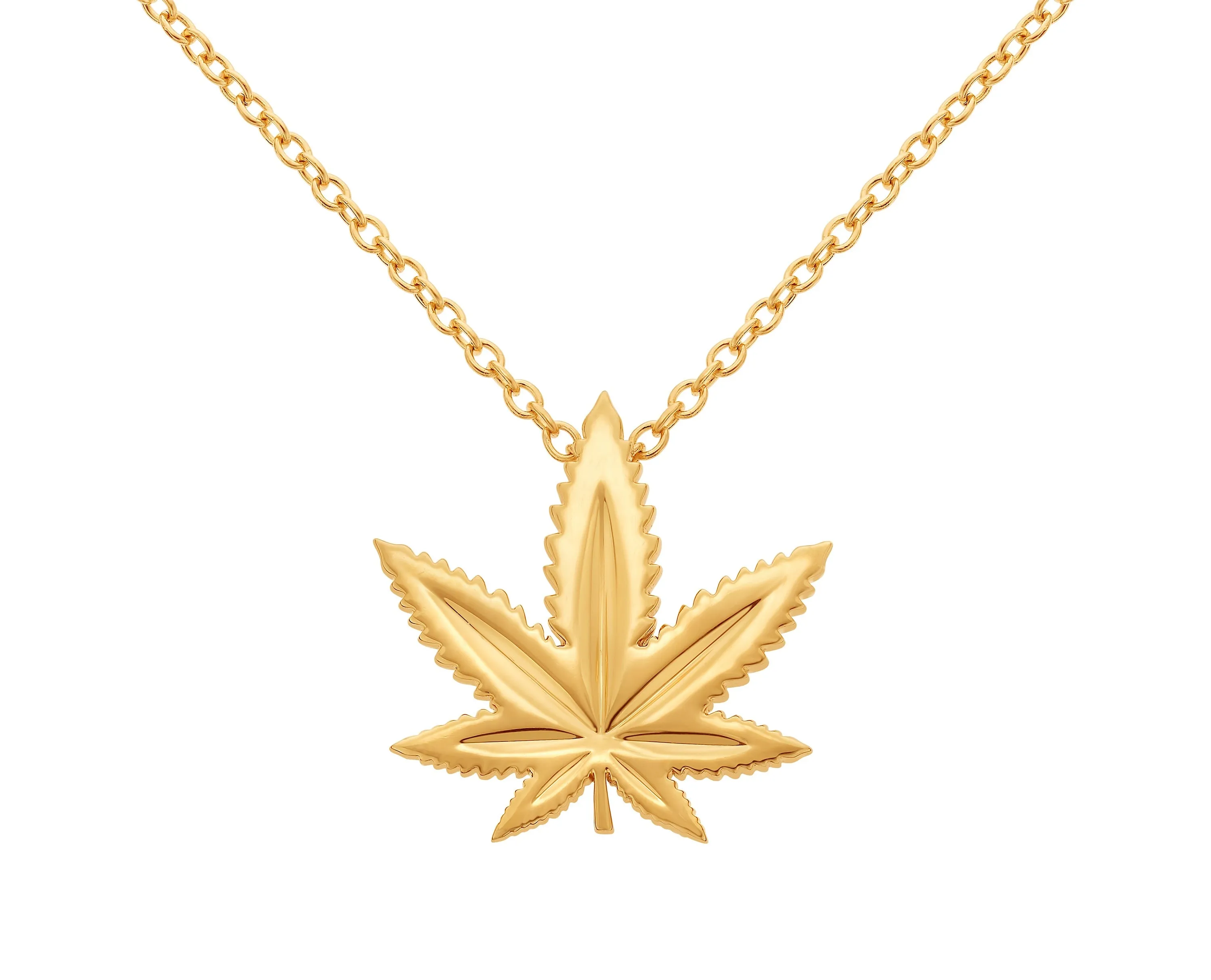 Yellow Gold Indica Leaf Classic Pendant