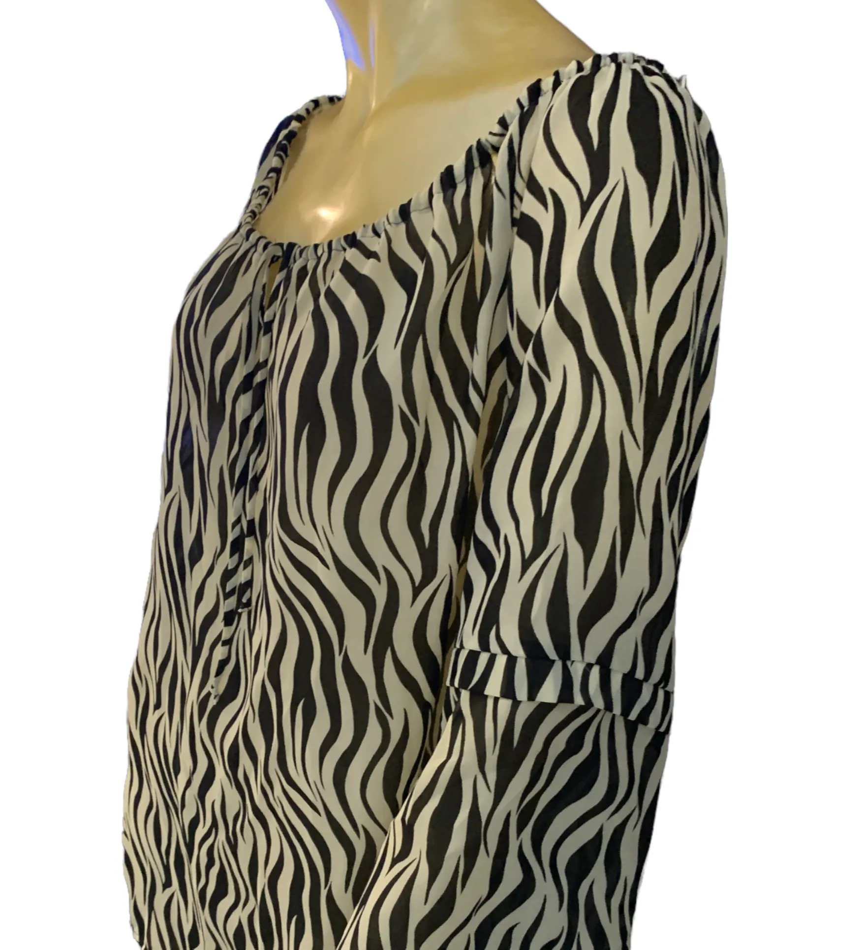 Zebra print long sleeve gypsy blouse